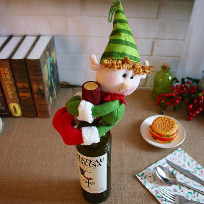 Christmas Wine Bottle Covers Mini Snowman Santa Claus Elf Doll
