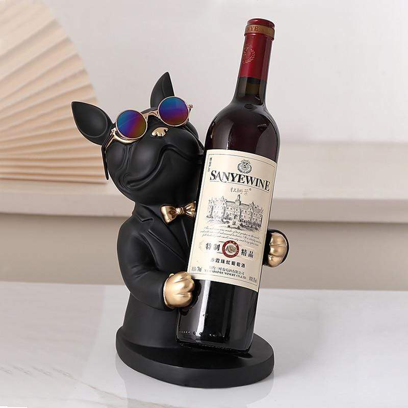 Black Bulldog Wine Bottle Holder
