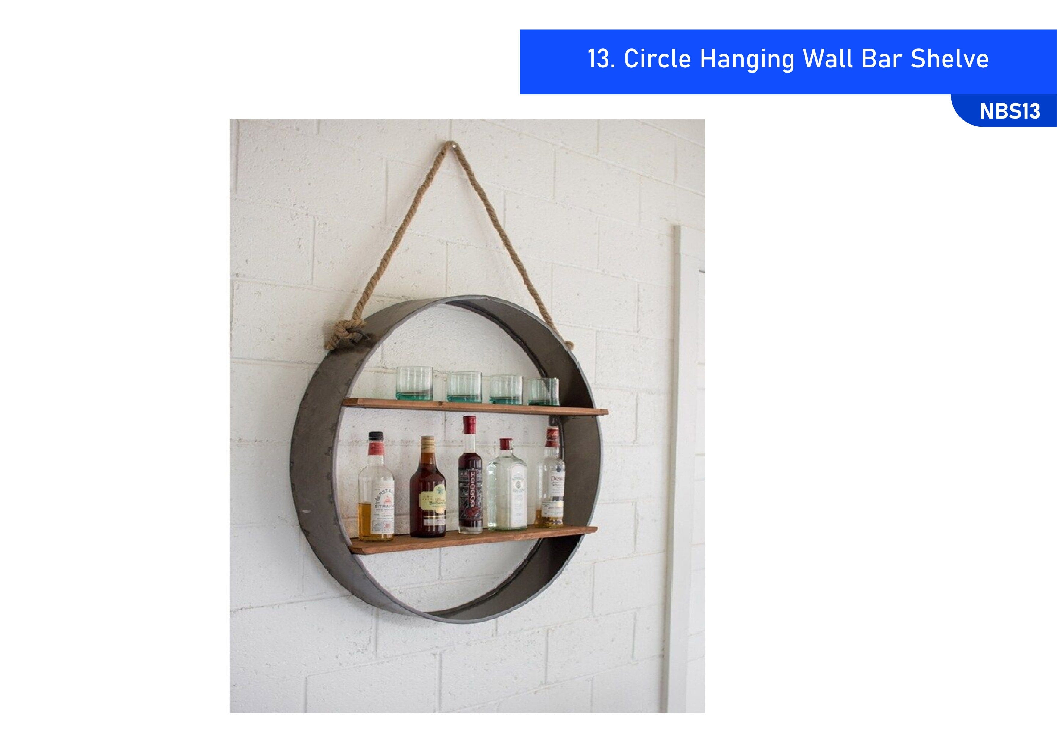 Circle Hanging Wall Bar Shelve Black