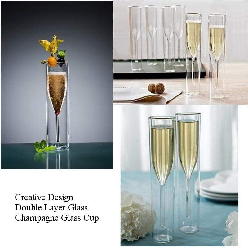 Double Layered Champagne Flutes - Set of 2