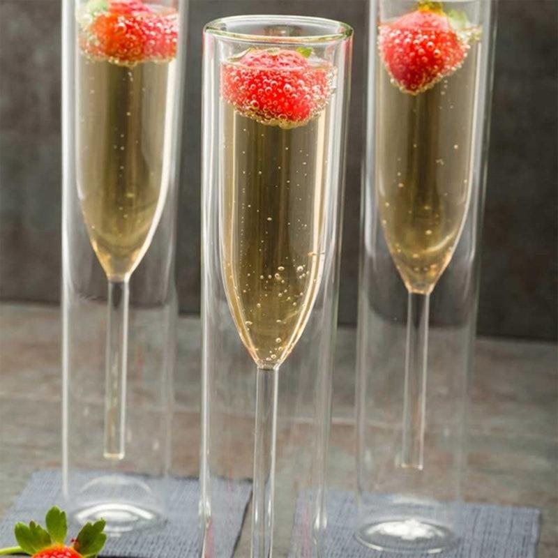 Double Layered Champagne Flutes - Set of 2