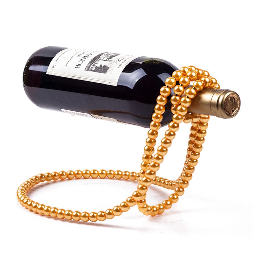 Gold Pearls Pearls Metal Wine Bottle Holder