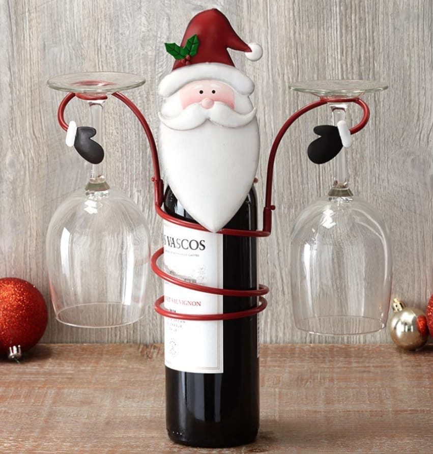 Santa Red Hat Christmas Wine stands